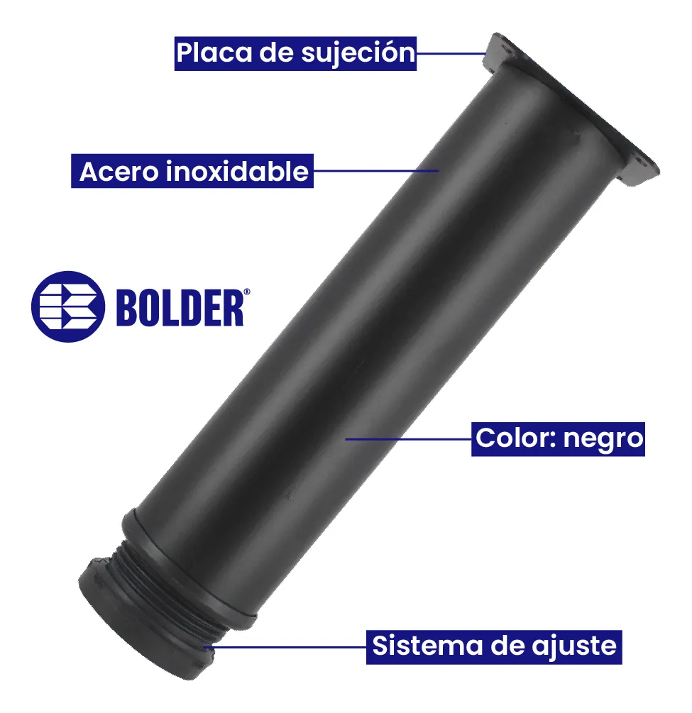 Patas Para Sofá Altura Ajustable 200-210 mm Con Tornillos 4 Piezas Negro Mate