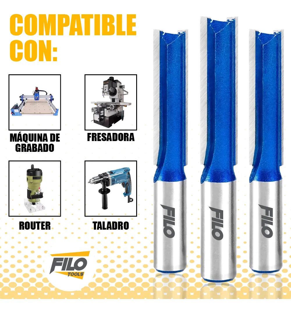 Broca Acanaladora Router Diámetro 1/2" Zanco 1/2" Corte 30 mm