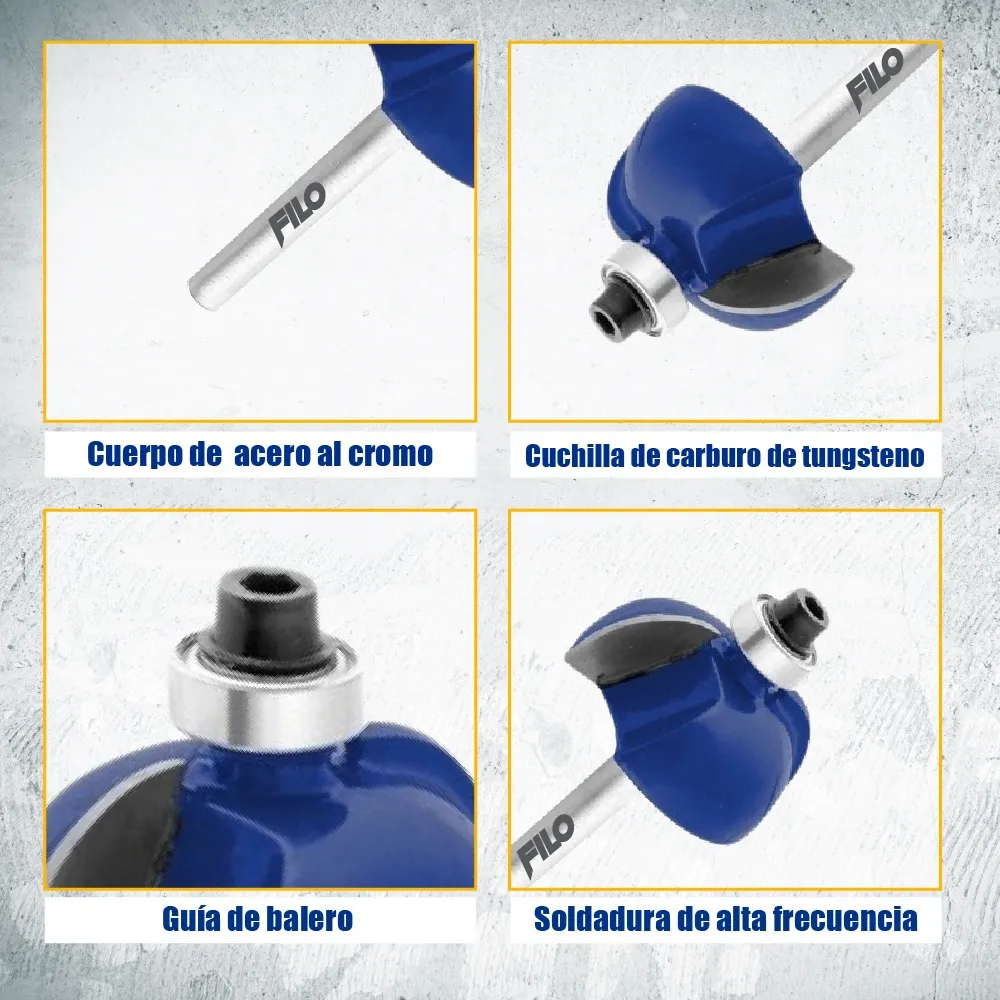 Broca Para Router 1'' Rebajadora de Madera Cuarto Bocel 1 Pieza