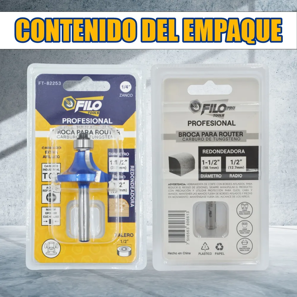 Broca Para Router 1 1/2'' Rebajadora de Madera Redondeadora 1 Pieza