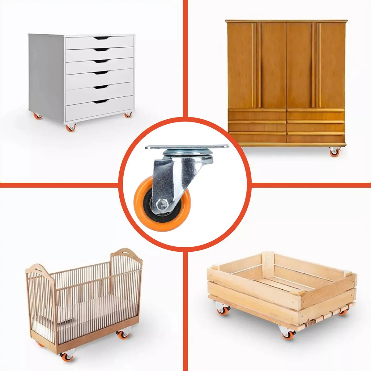 Rodaja Giratoria Rueda 50 mm Galvanizada Doble Balero