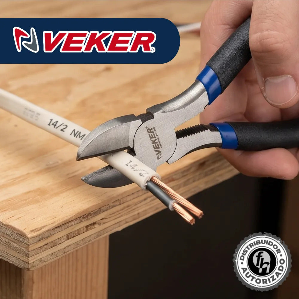 Pinza De Corte Diagonal Cables Y Alambres 6" Pulgadas Veker 12675 Alicate