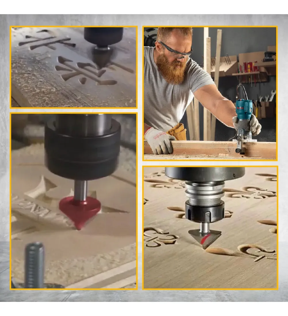 Broca Para Router 90° Rebajadora de Madera Corte V 1 Pieza