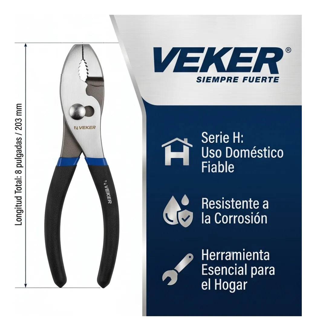 Pinza De Chofer Acero 8" Pulgadas Mango Pvc Veker 12669 Pinzas Mecánicas Mordaza De Precisón Dos Posiciones de Ajuste (Copia)