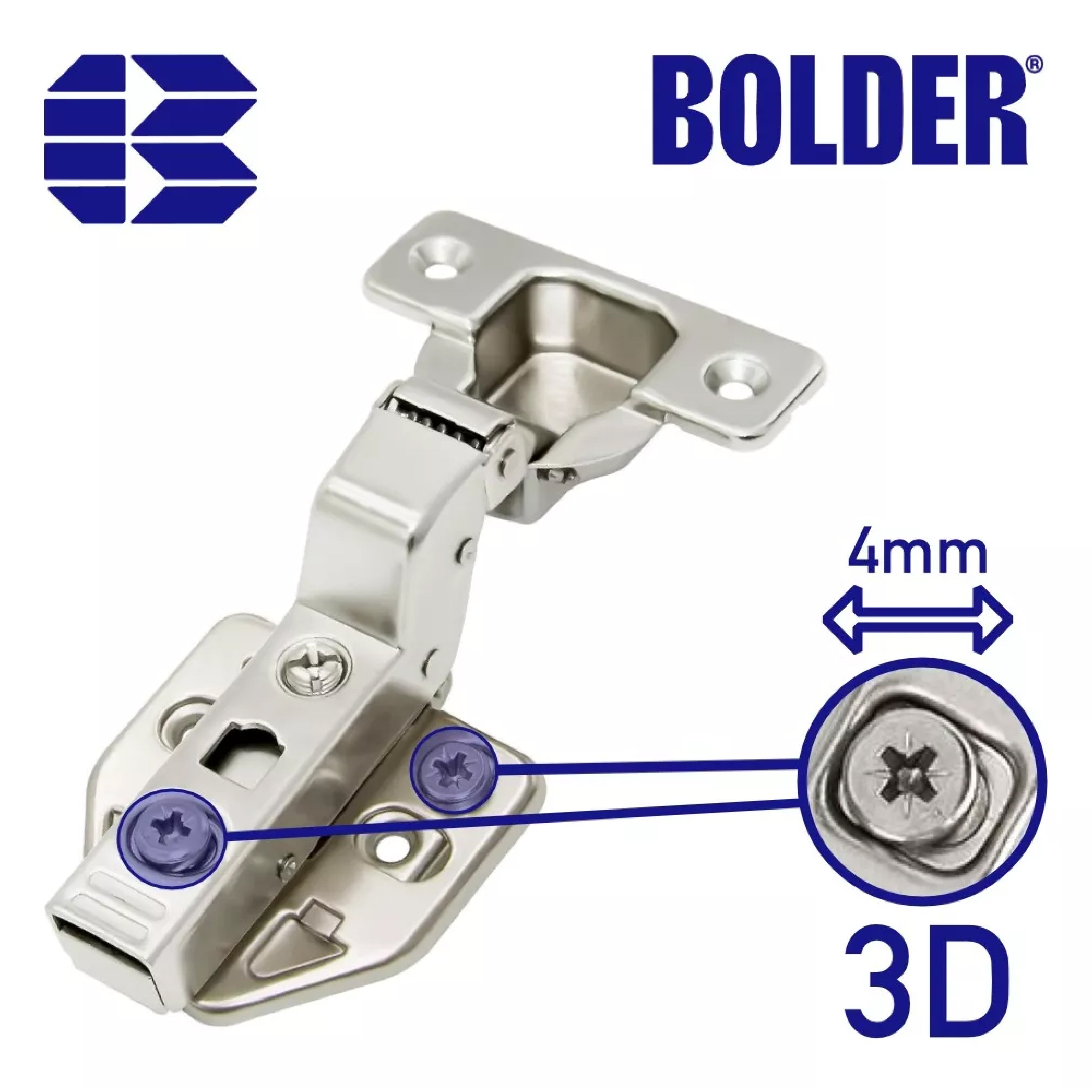Bisagra Bidimensional Curva/Interna Ajuste 3D Cierre Suave