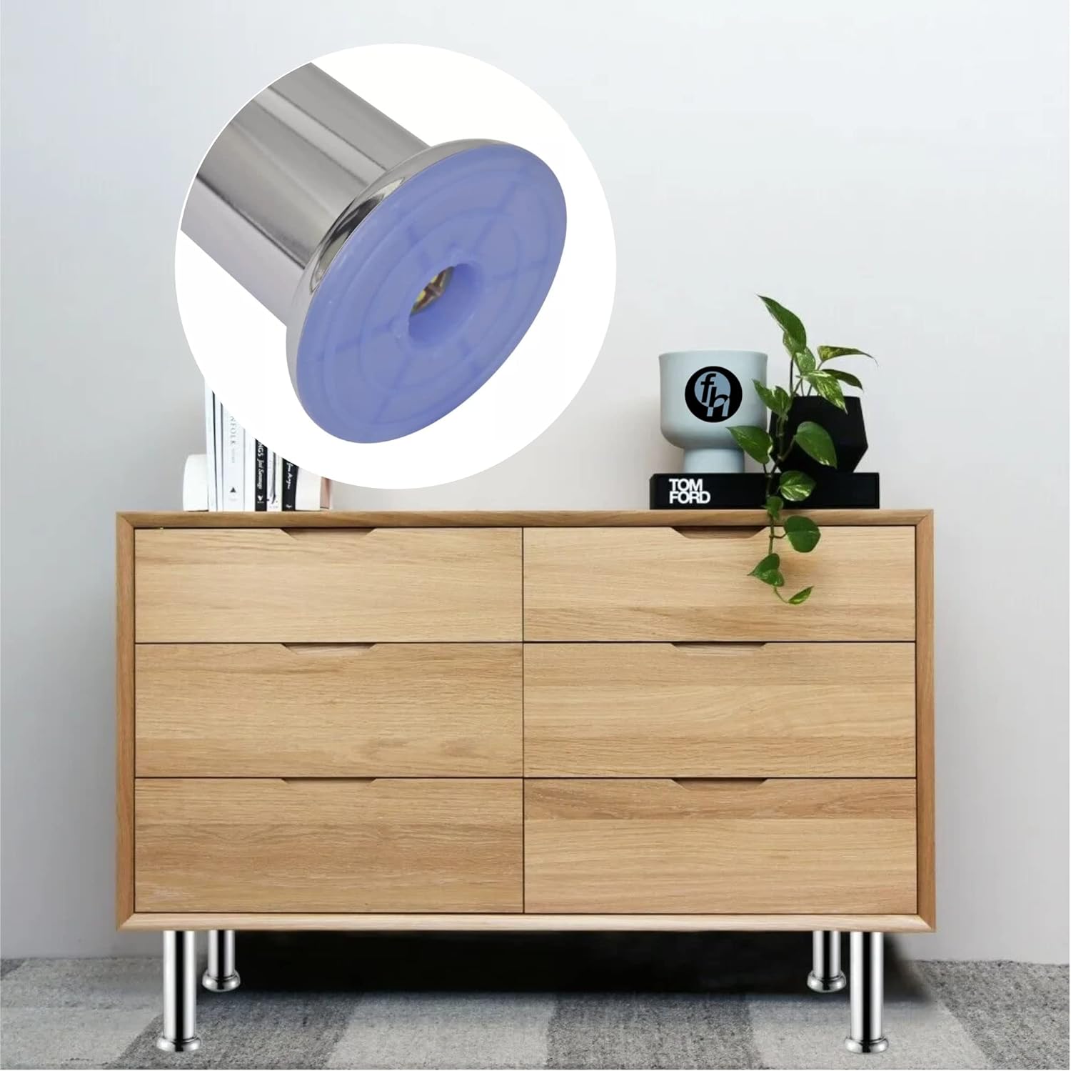 Pata Para Sofá y Muebles Redonda Acero Cromo 18 cm Con Tornillos