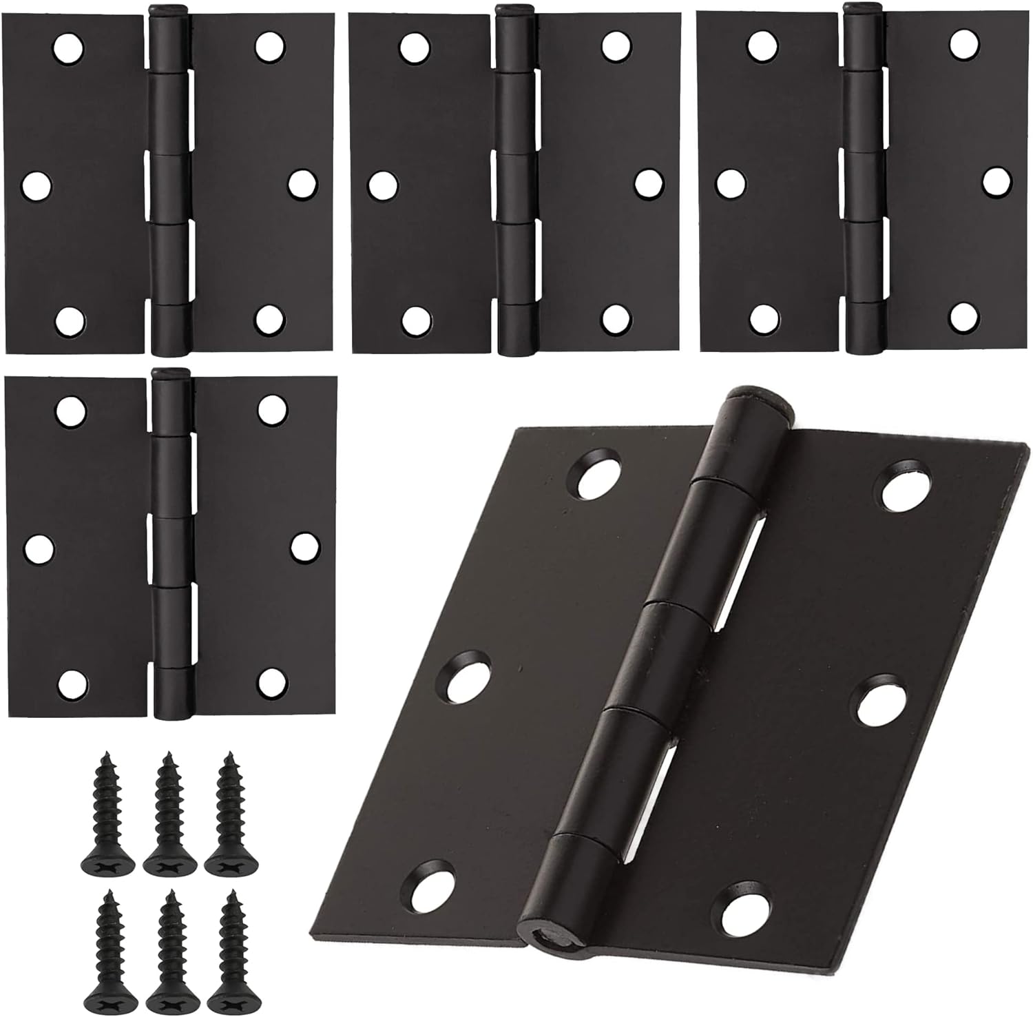 Bisagras 3x3 Pulgadas Para Puertas de Madera Negro Mate Con Tornillos