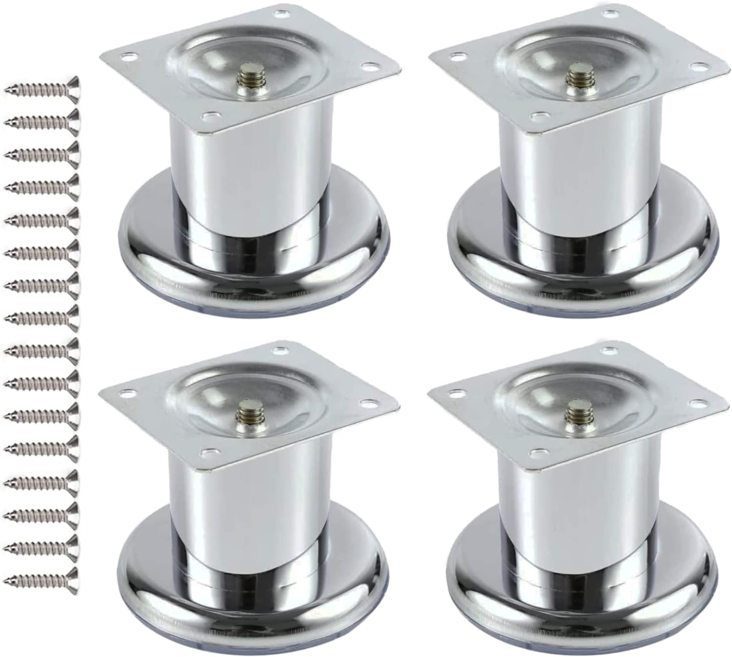 Pata Para Sofá y Muebles Redonda Acero Cromo 5 cm Con Tornillos