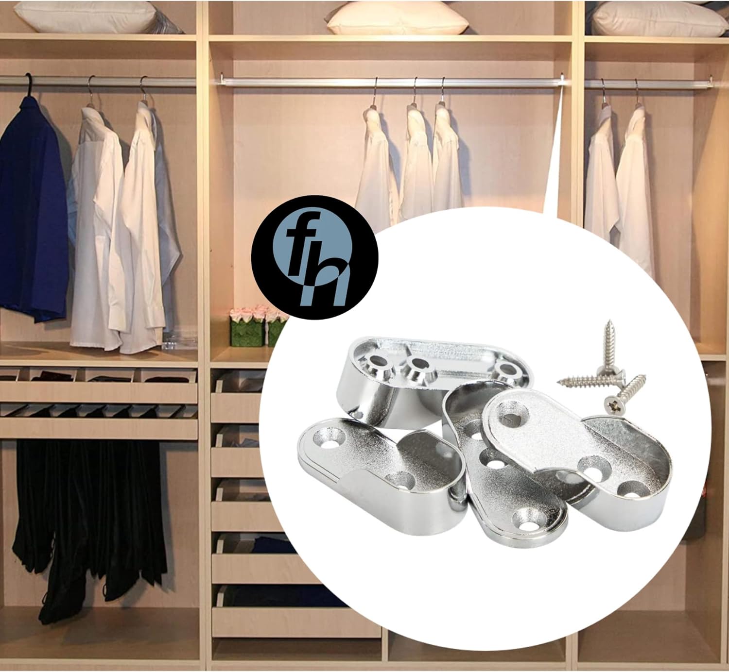 Brida Para Tubo Closet Ovalado Zamak Con Tornillos FH