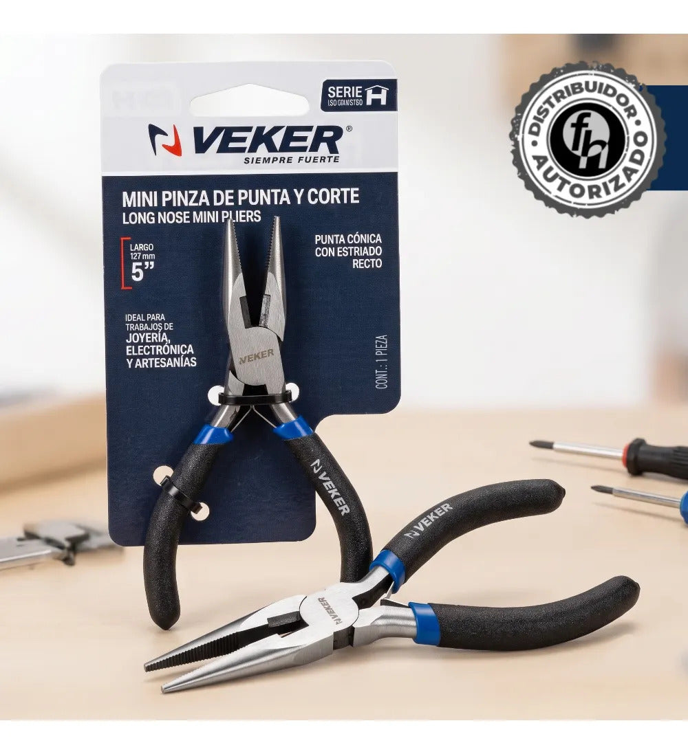 Mini Pinza De Punta Y Corte Electricista 5" Pulgadas Veker 12663 Alicate De Punta