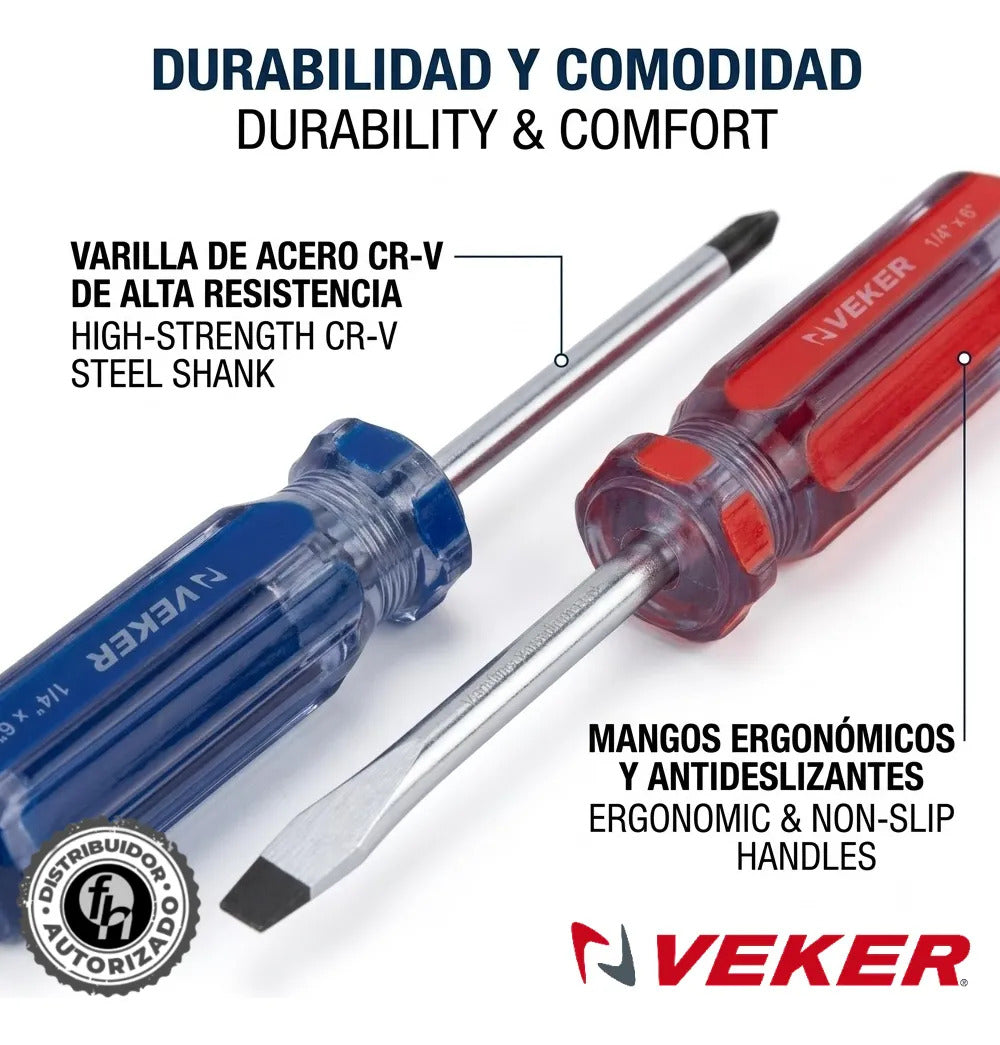 Juego Desarmadores 6pzs Mango Ergonómico 12218, Planos Y Phillips Herramienta Multiusos Destornillador de Precisión Mango PVC Punta Magnética (Copia)