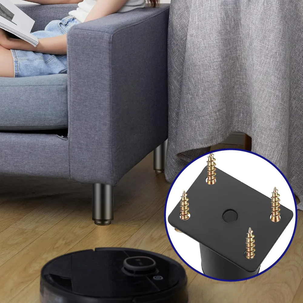 Patas Para Sofá Altura Ajustable 100-110 mm Con Tornillos 4 Piezas Negro Mate