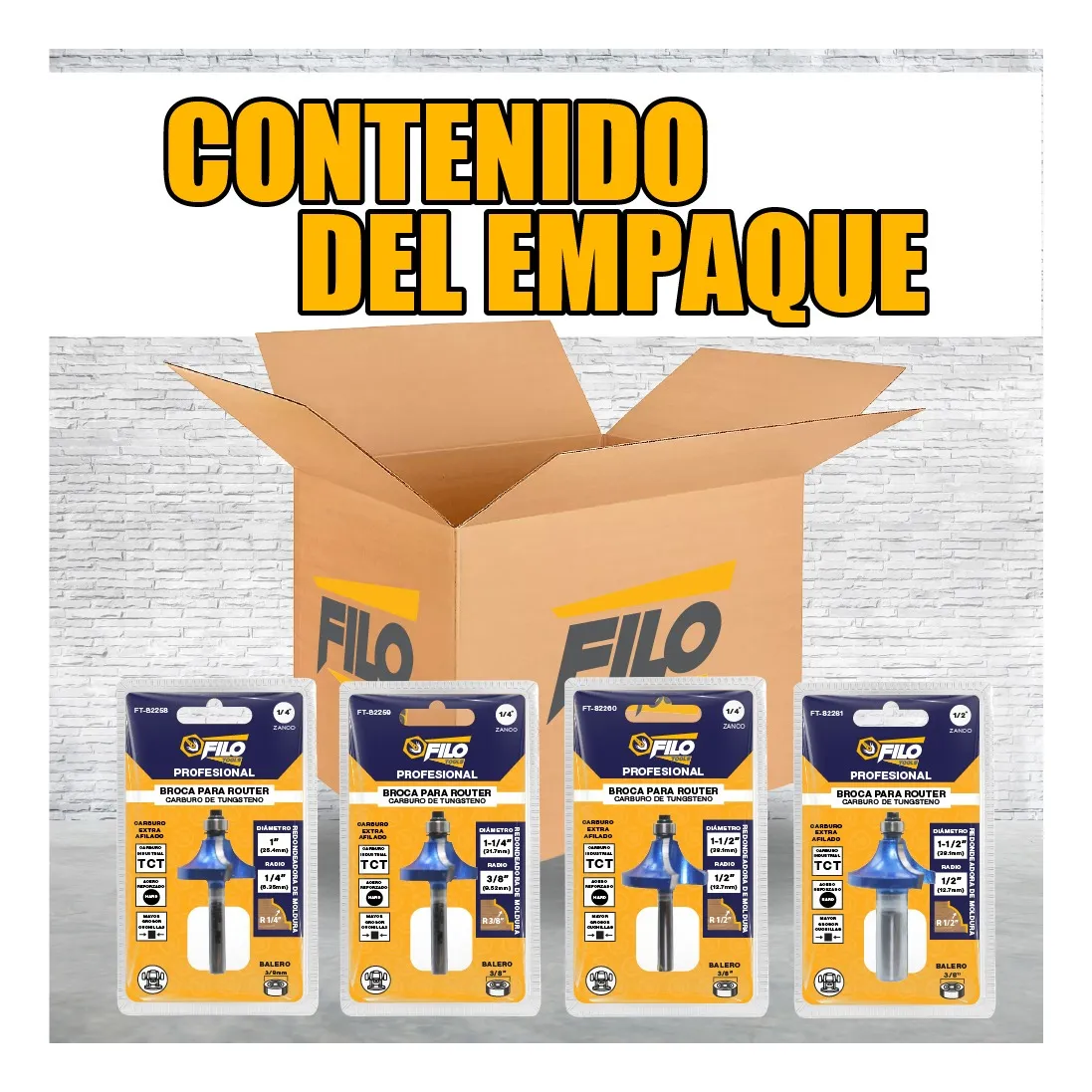 Set 4 Piezas Broca Para Router Rebajadora de Madera Moldura