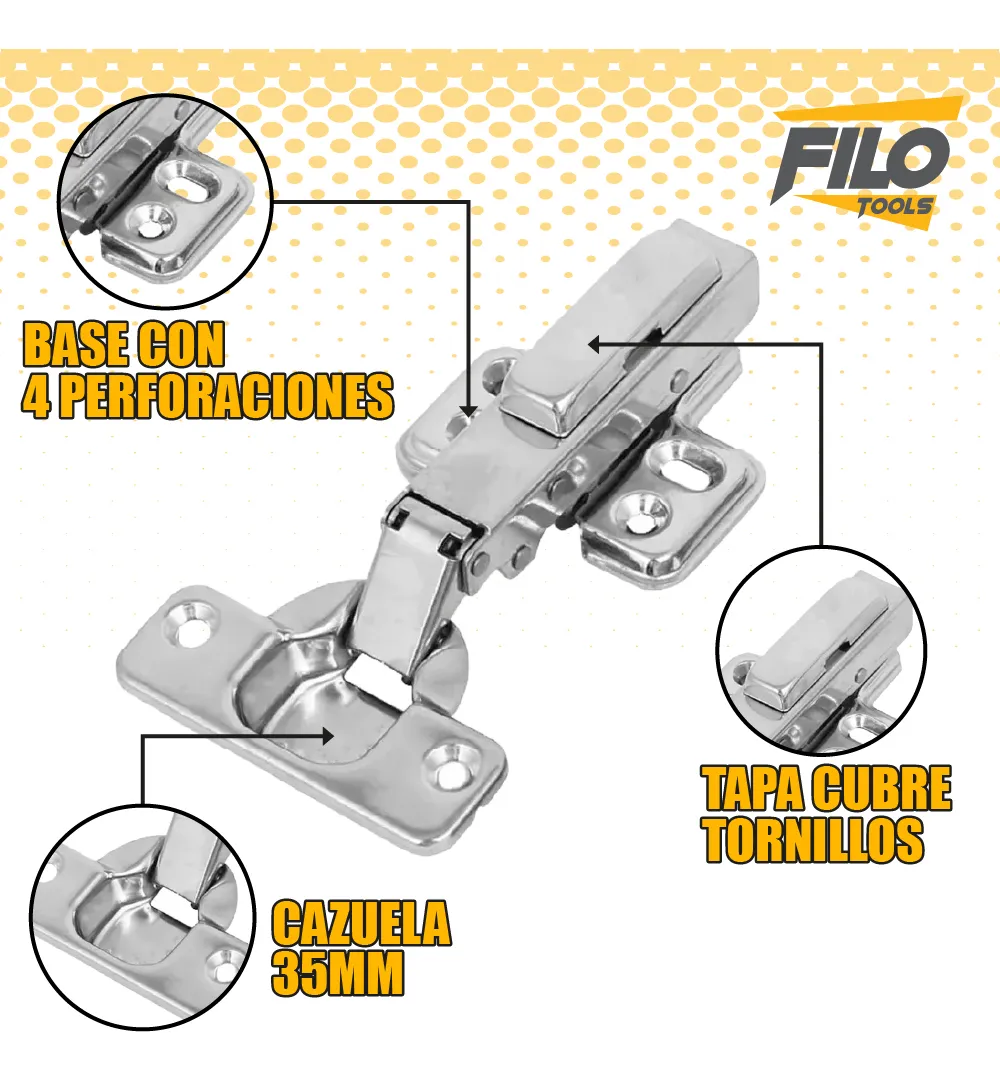 Broca Tipo Forstner Para Madera 35 mm Carburo De Tungsteno + 5 Pares Bisagra