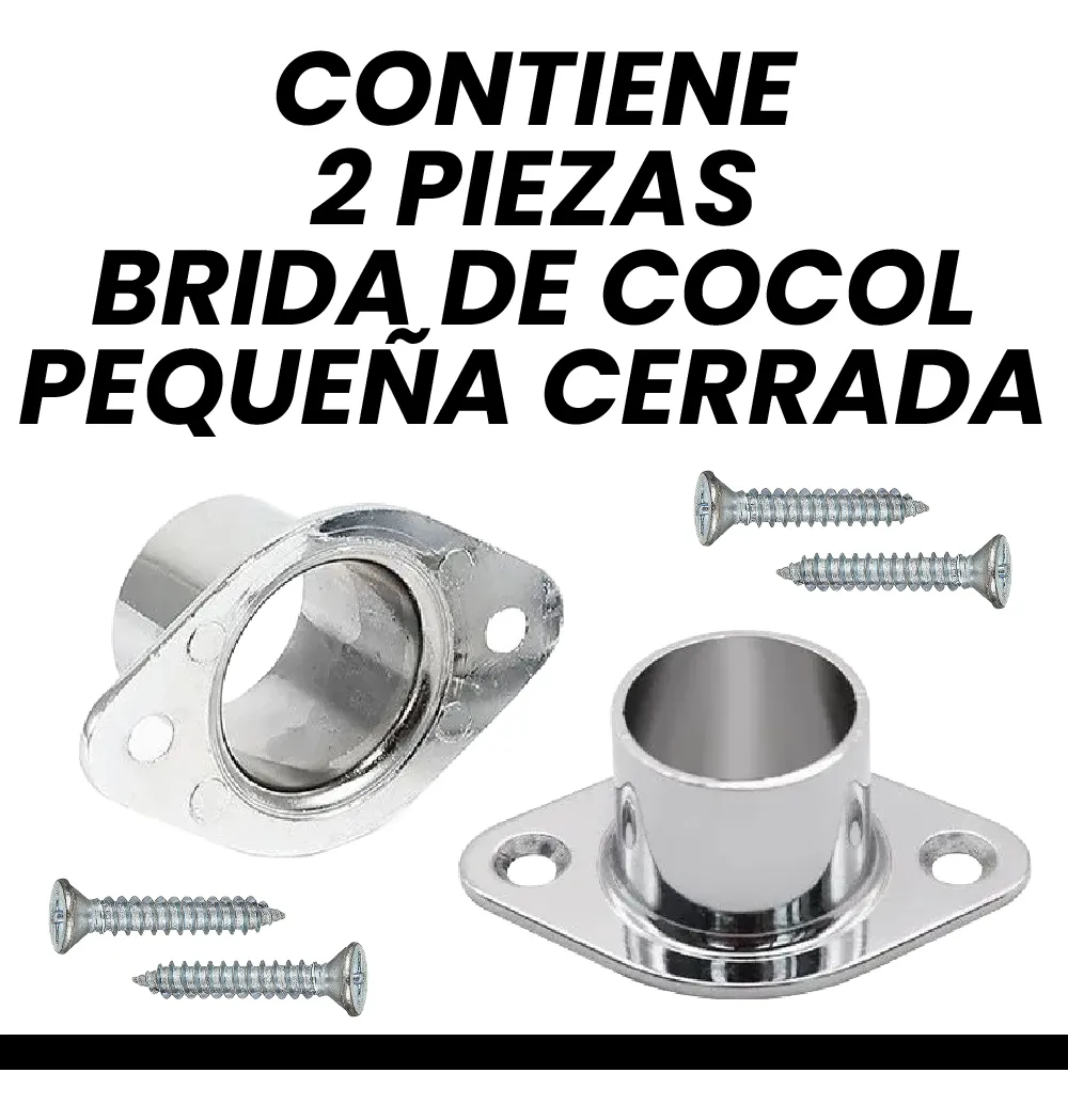 Brida Cocol Para Tubo Redondo 1'' Cerrada Acabado Niquelado 2 Piezas