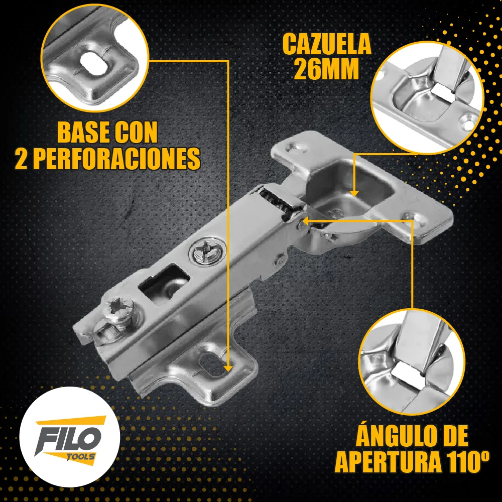 Broca Tipo Forstner Para Madera 26 mm Carburo De Tungsteno + 5 Pares Bisagra