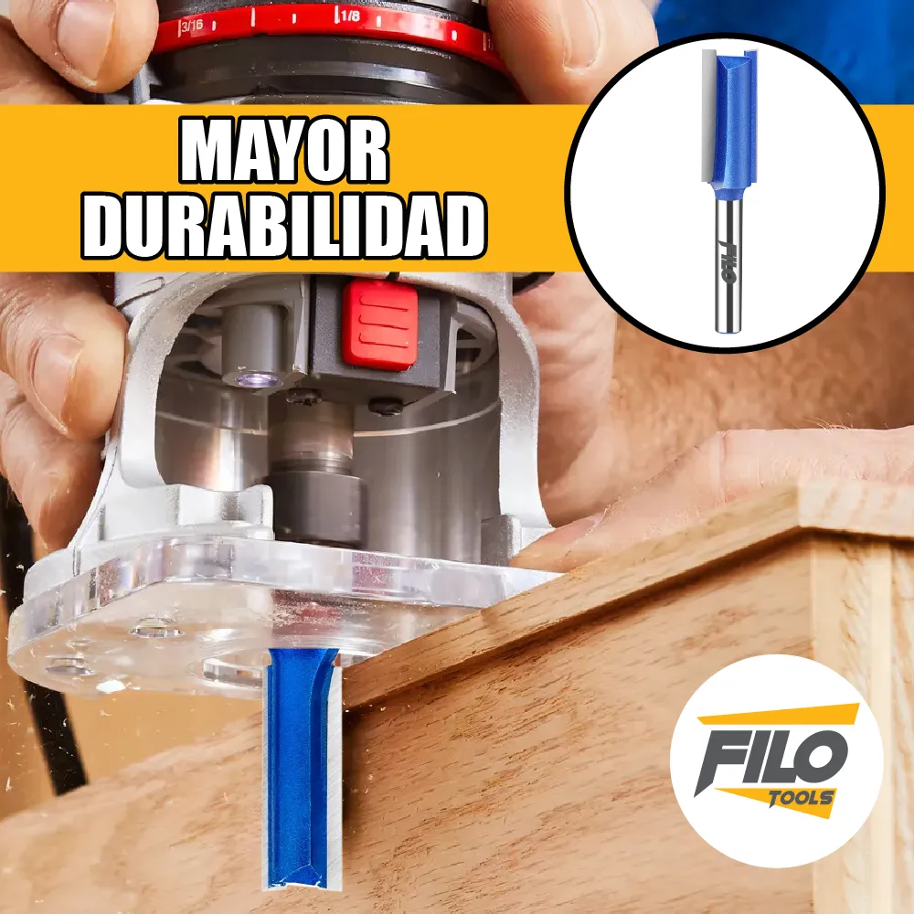 Broca Acanaladora Router Diámetro 3/8" Zanco 1/4" Corte 30 mm