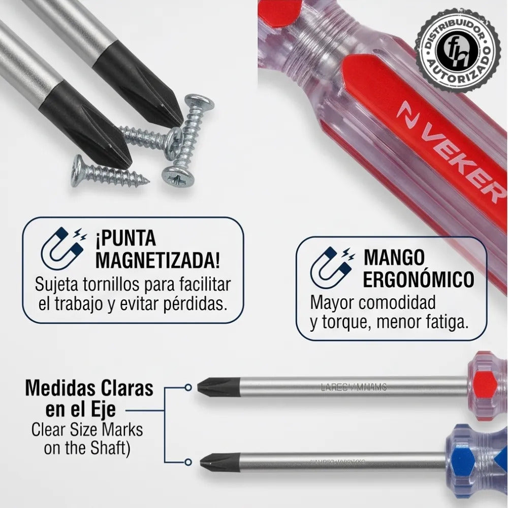 Juego Desarmadores 4pzs Mango Ergonómico 12219, Planos Y Phillips Herramienta Multiusos Destornillador de Precisión Mango PVC Punta Magnética (Copia) (Copia)