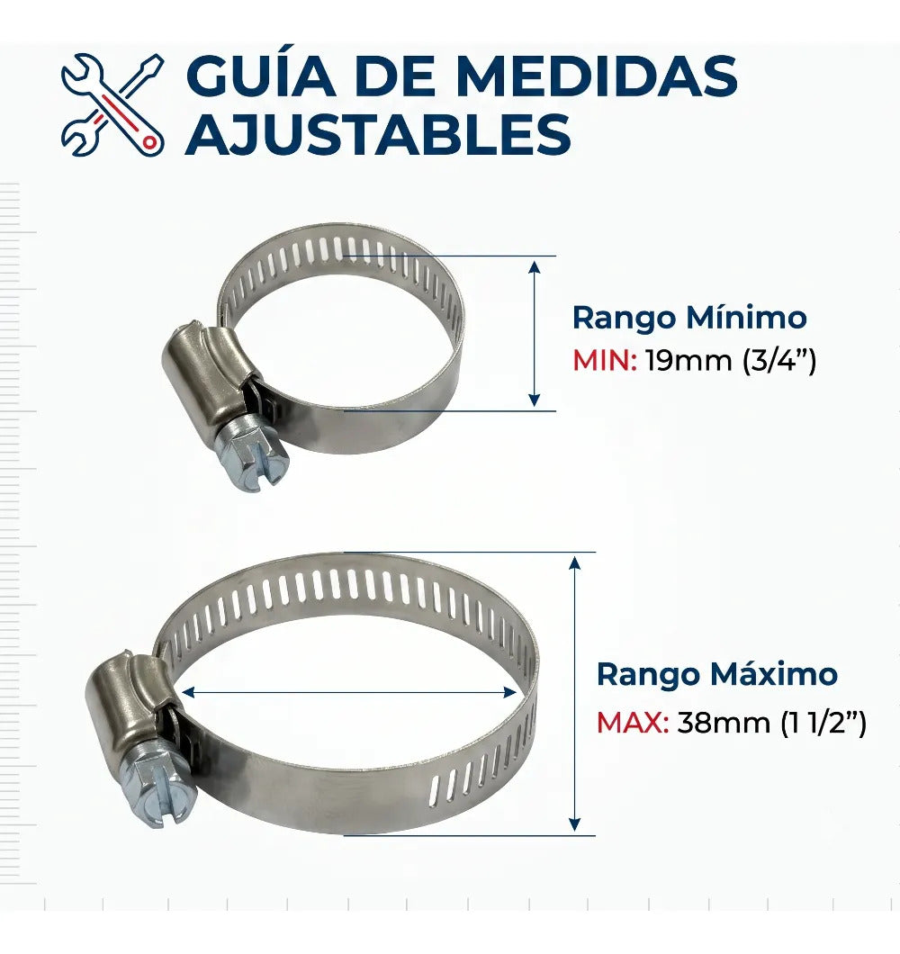 Abrazadera Reforzada 12590 Acero Inox 19-38mm Veker 10pzs