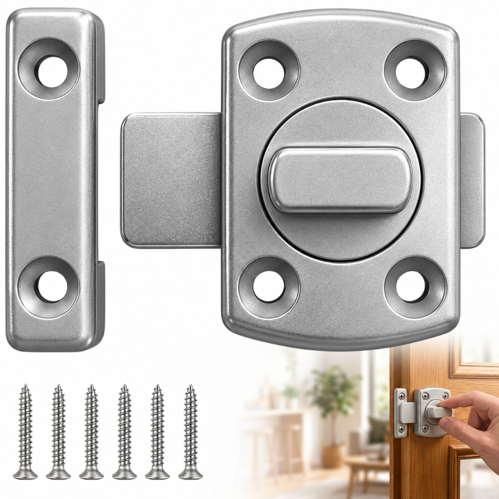 Pasador Cerrojo Giratorio De Seguridad Bidireccional 180° Níquel Con Tornillos