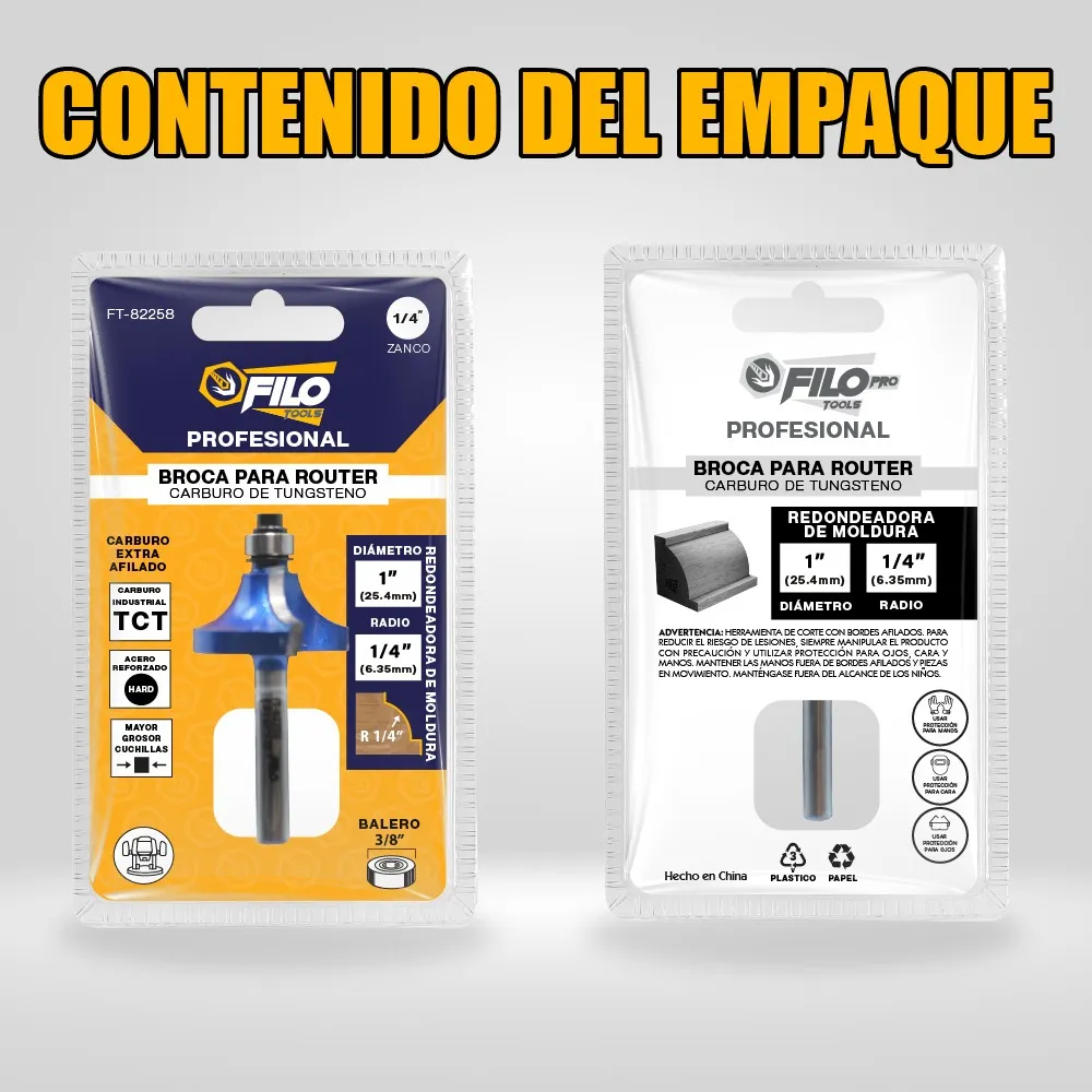 Broca Para Router 1'' Rebajadora de Madera con Moldura 1 Pieza