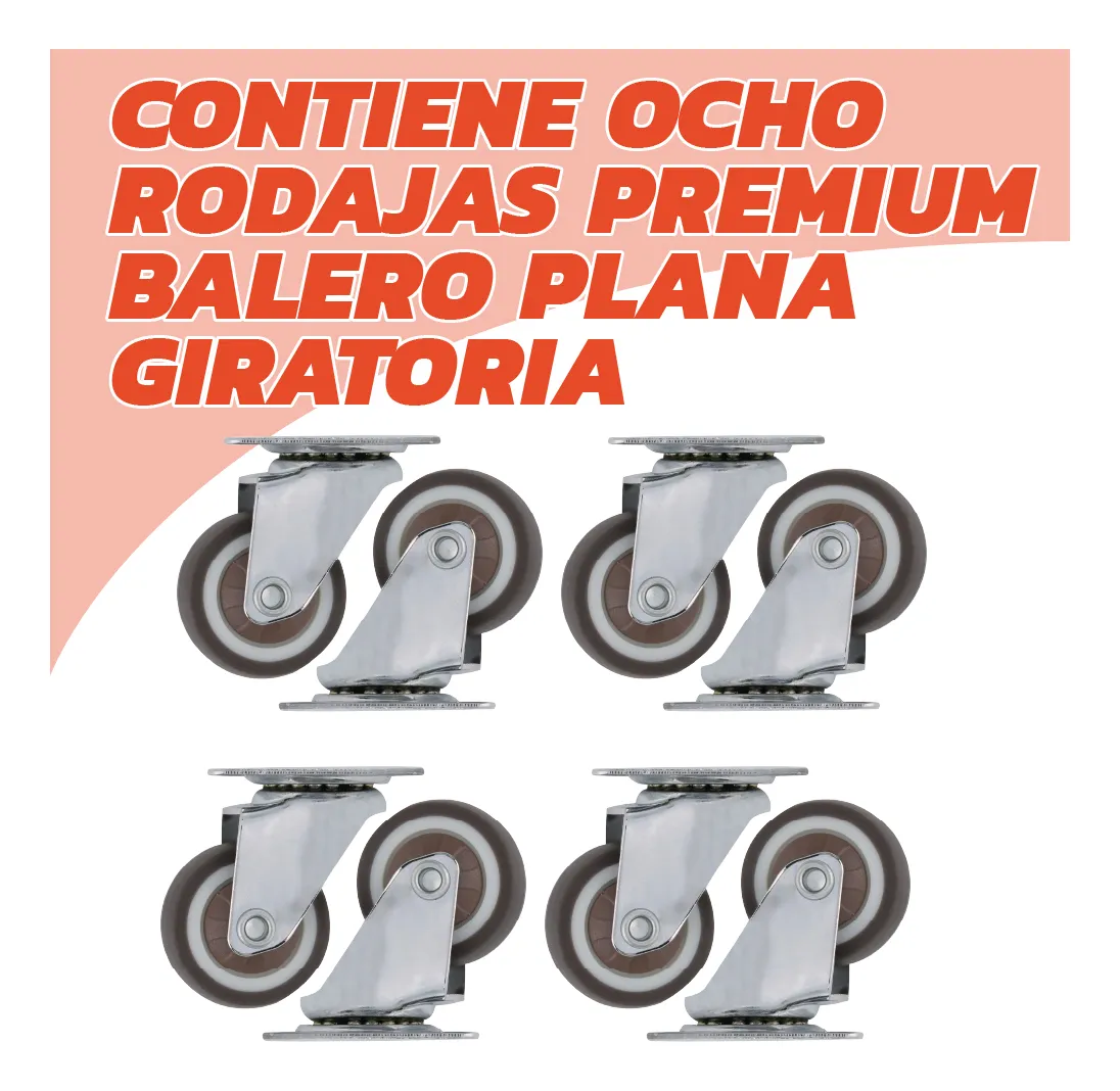 Rodaja Rueda Giratoria Café 40 mm Sin Freno Tycon 8 Piezas