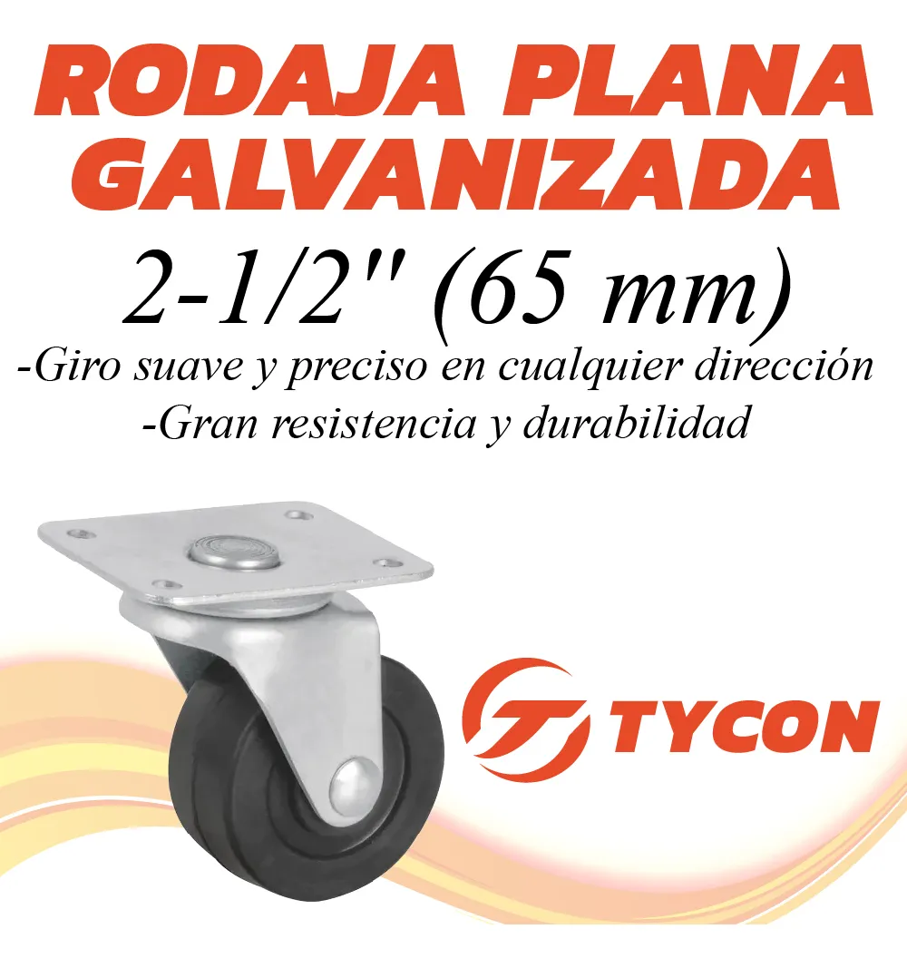 Rodaja Rueda Giratoria Hule 65 mm Con Balero y Placa 1 Pieza