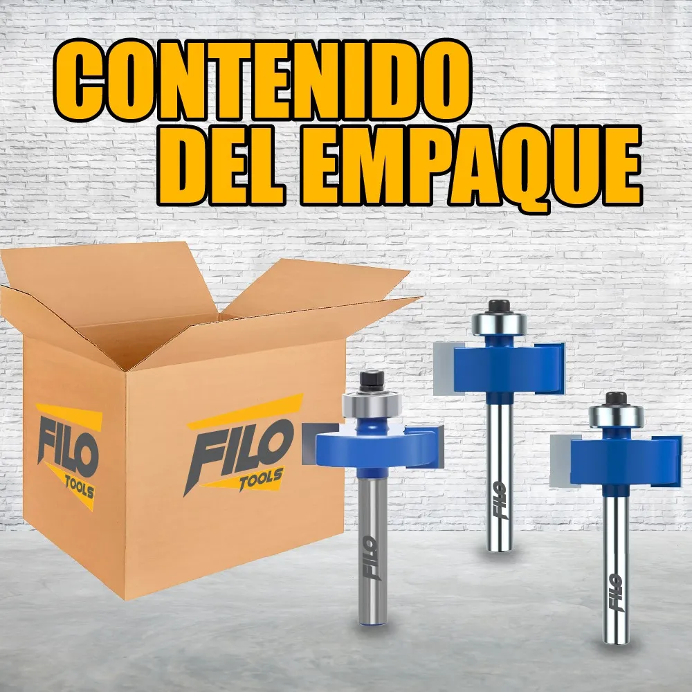 Set 3 Piezas Broca Para Router Rebajadora de Madera Corte T