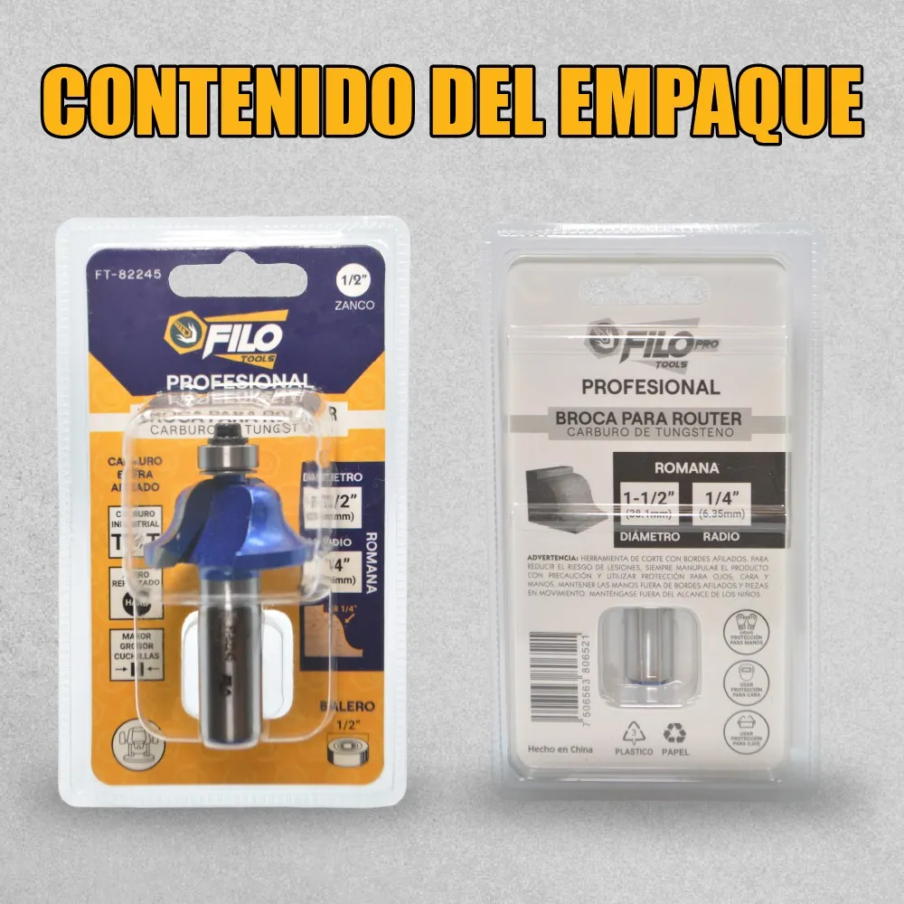 Broca Para Router 1 1/2'' Rebajadora de Madera Romana 1 Pieza