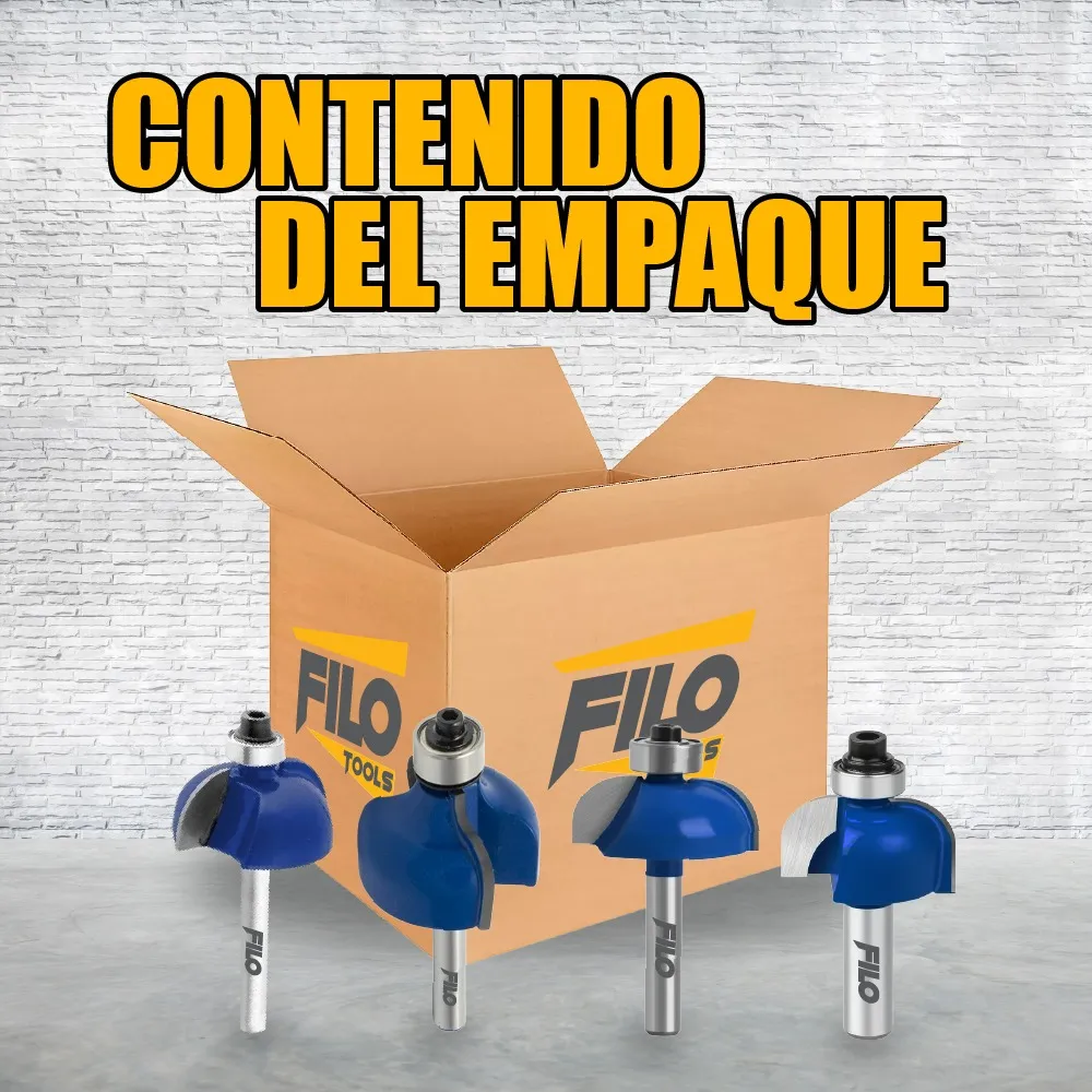 Set 4 Piezas Broca Para Router Rebajadora de Madera Cuarto Bocel