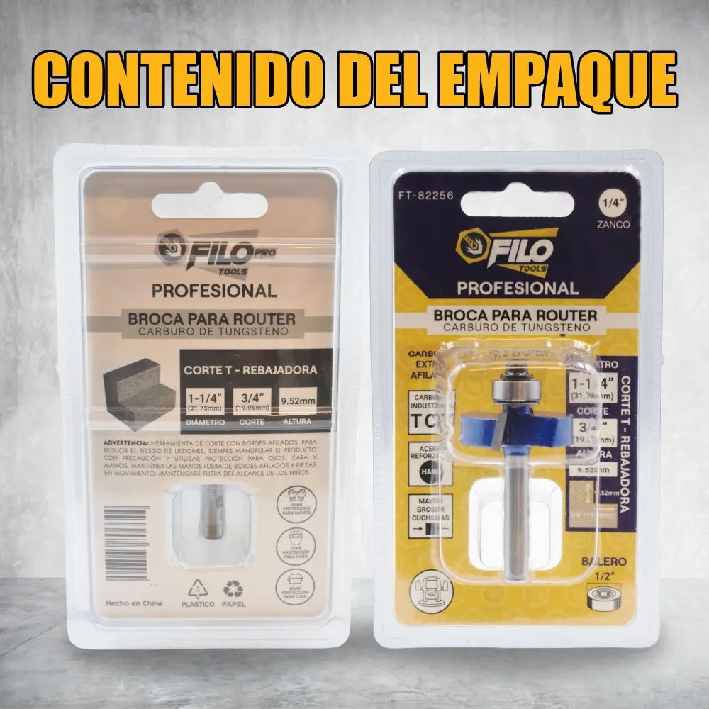 Broca Para Router Altura 9.52 mm Rebajadora de Madera Corte T 1 Pieza