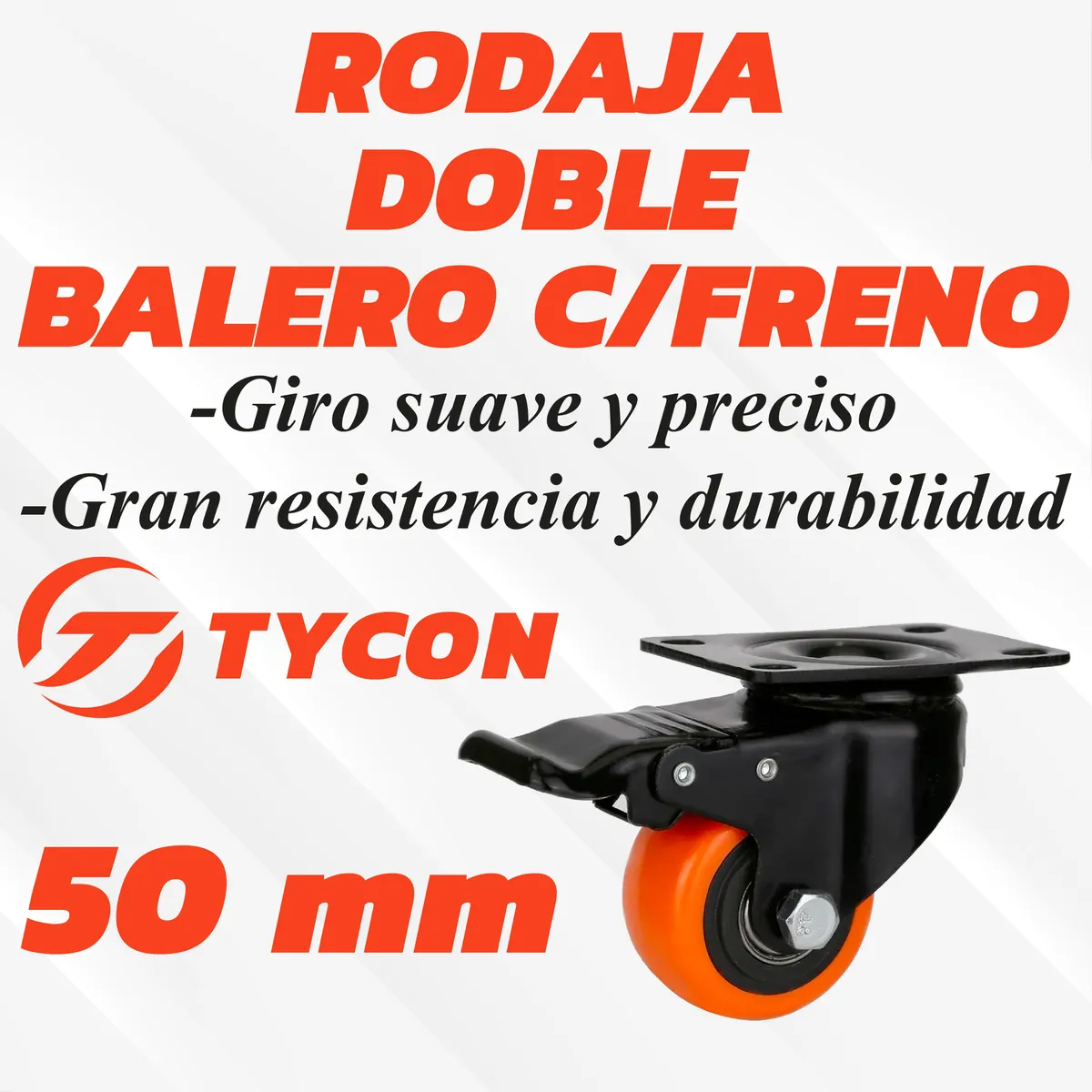 Rodaja Giratoria Rueda 50 mm Con Freno Doble Balero