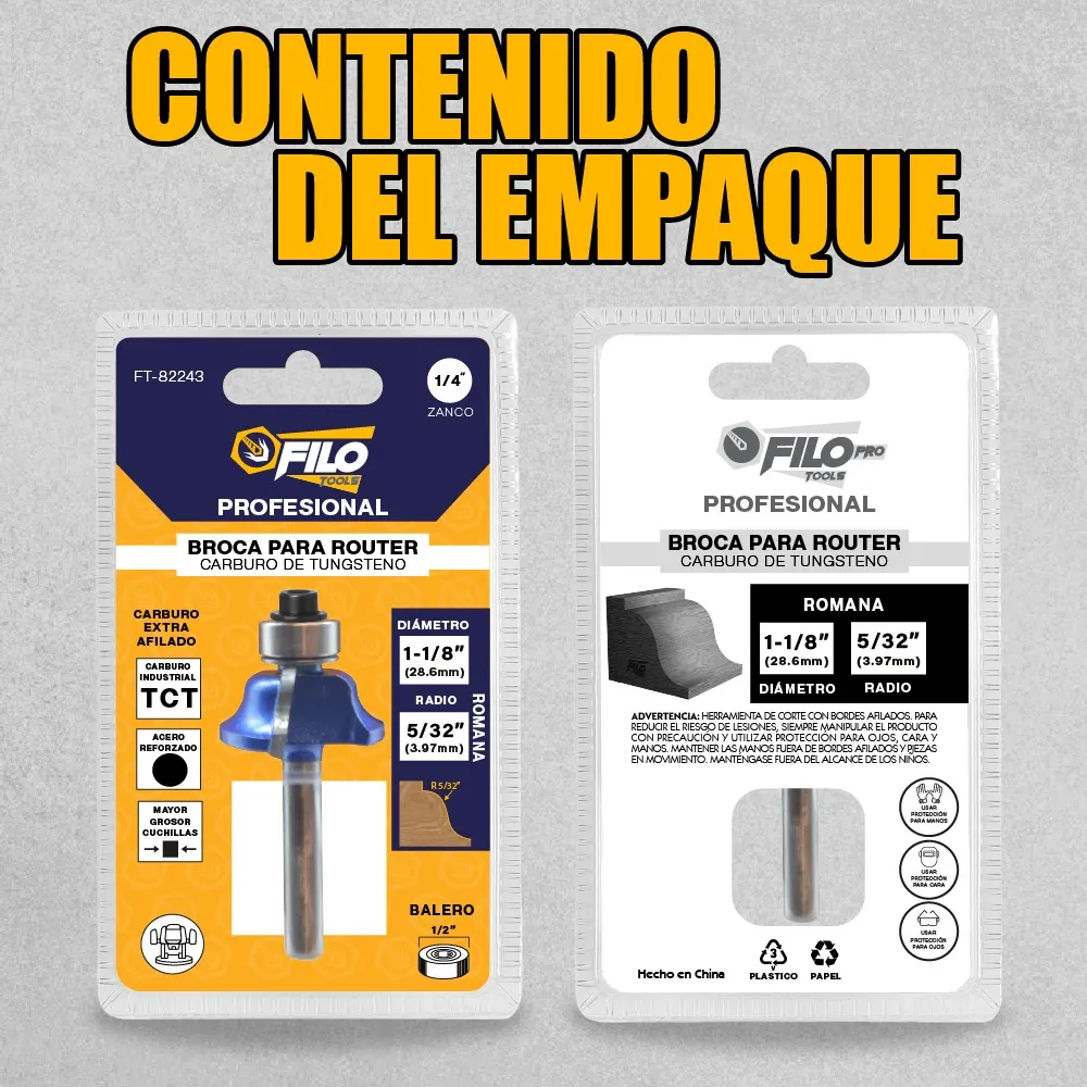 Broca Para Router 1 1/8'' Rebajadora de Madera Romana 1 Pieza