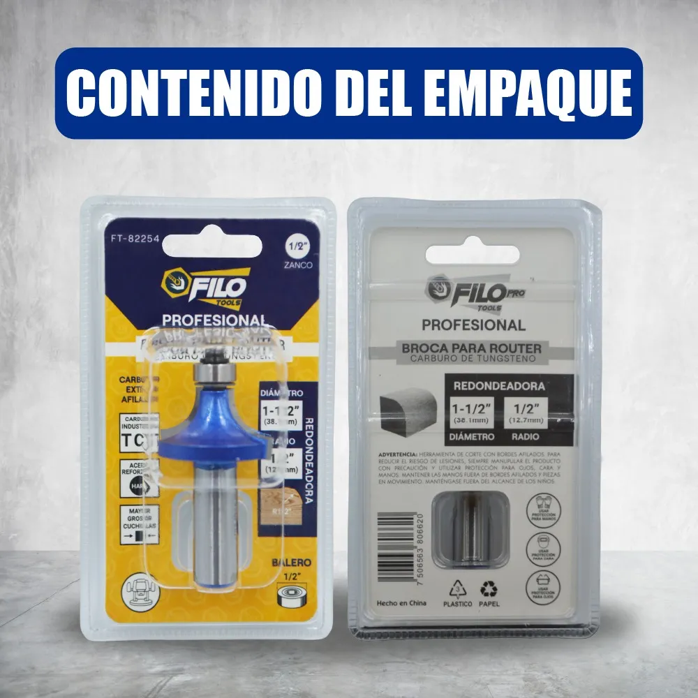 Broca Para Router 1 1/2'' Rebajadora de Madera Redondeadora 1 Pieza