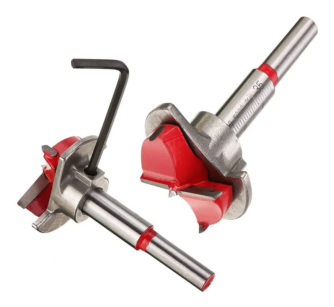 Broca Forstner 35 mm Para Madera Carburo De Tungsteno Con Tope Ajustable