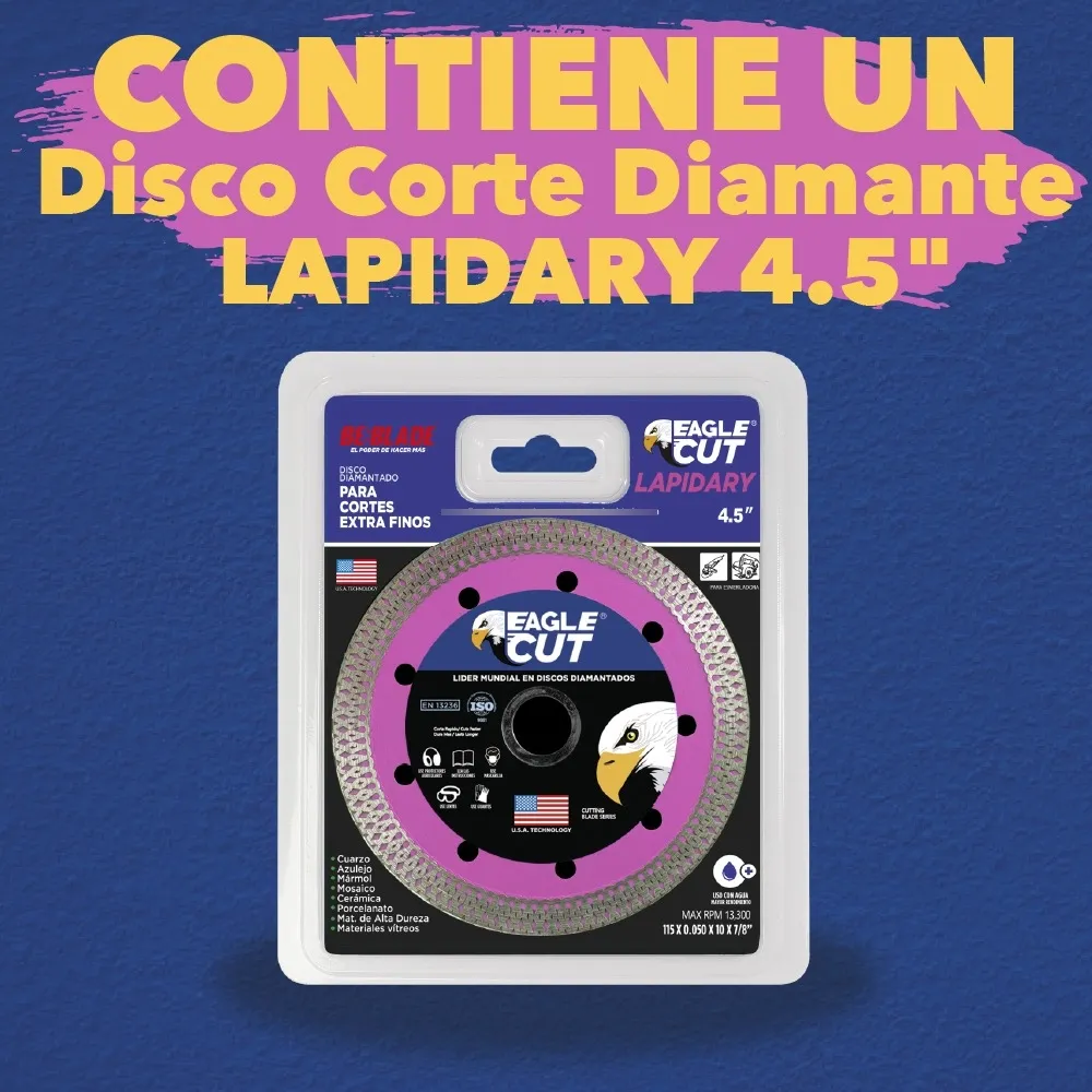 Disco Diamantado 4.5'' Corte Fino Piedra Mármol Eagle Cut Rosa