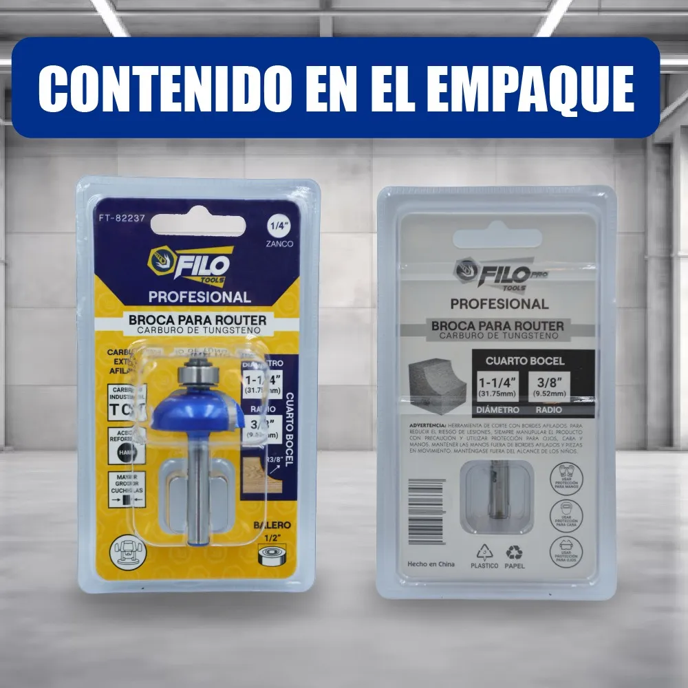 Broca Para Router 1 1/4'' Rebajadora de Madera Cuarto Bocel 1 Pieza