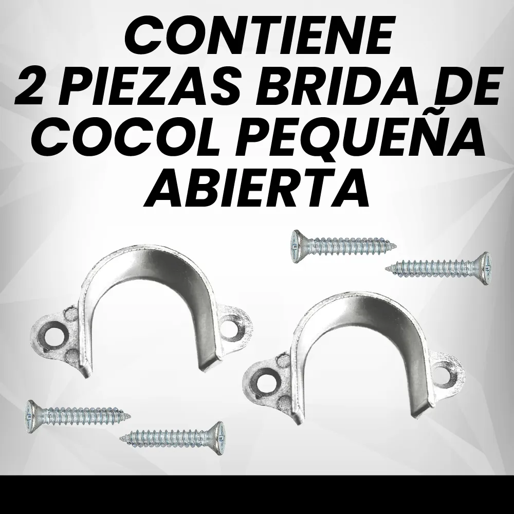 Brida Cocol Para Tubo Redondo 1'' Abierta Acabado Niquelado 2 Piezas