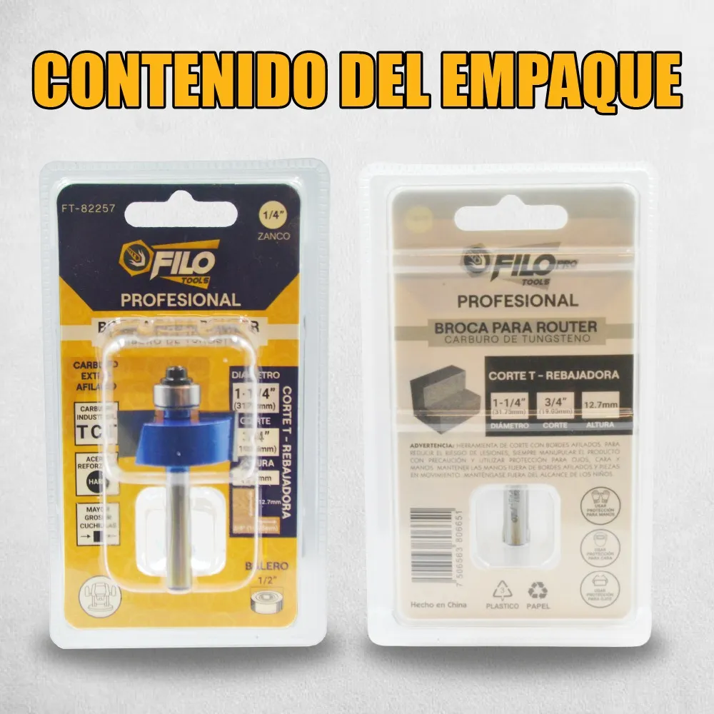 Broca Para Router Altura 12.7 mm Rebajadora de Madera Corte T 1 Pieza