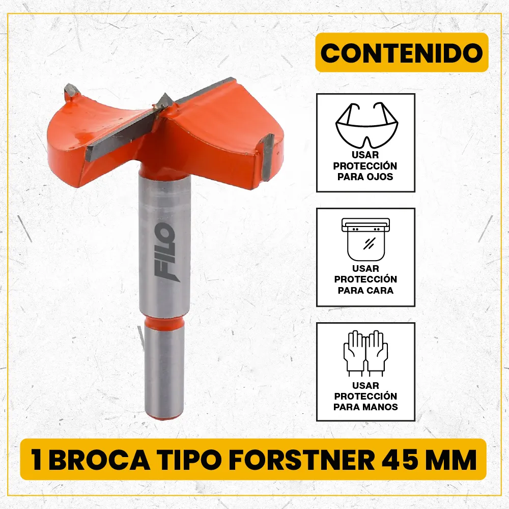 Broca Tipo Forstner Para Madera 45 mm Carburo De Tungsteno