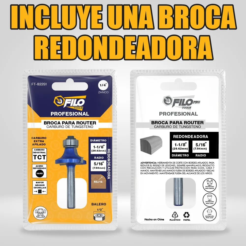 Broca Para Router 1 1/8'' Rebajadora de Madera Redondeadora 1 Pieza