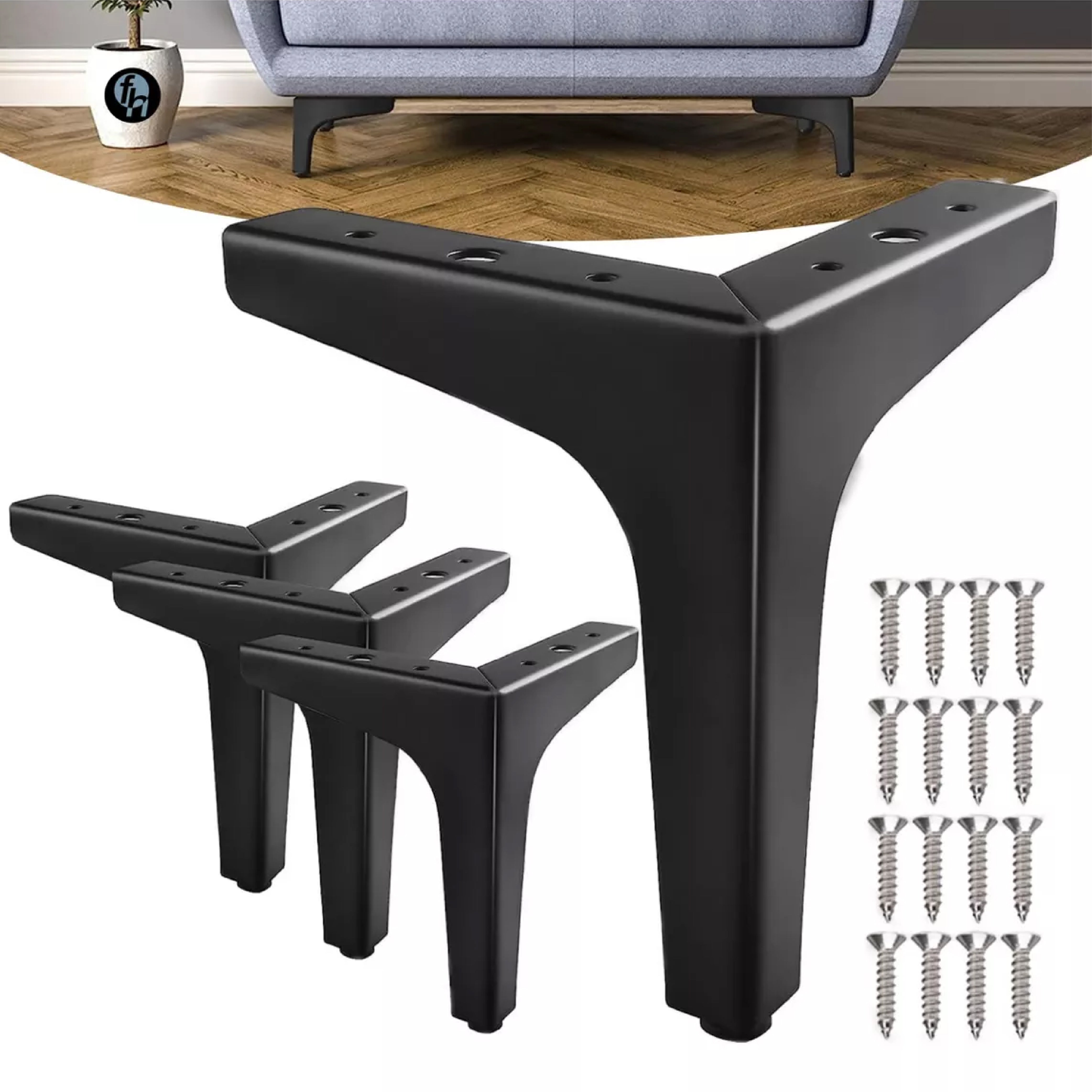 Pata Para Sofá y Muebles Metálica Triangular "Slim" Negro Mate