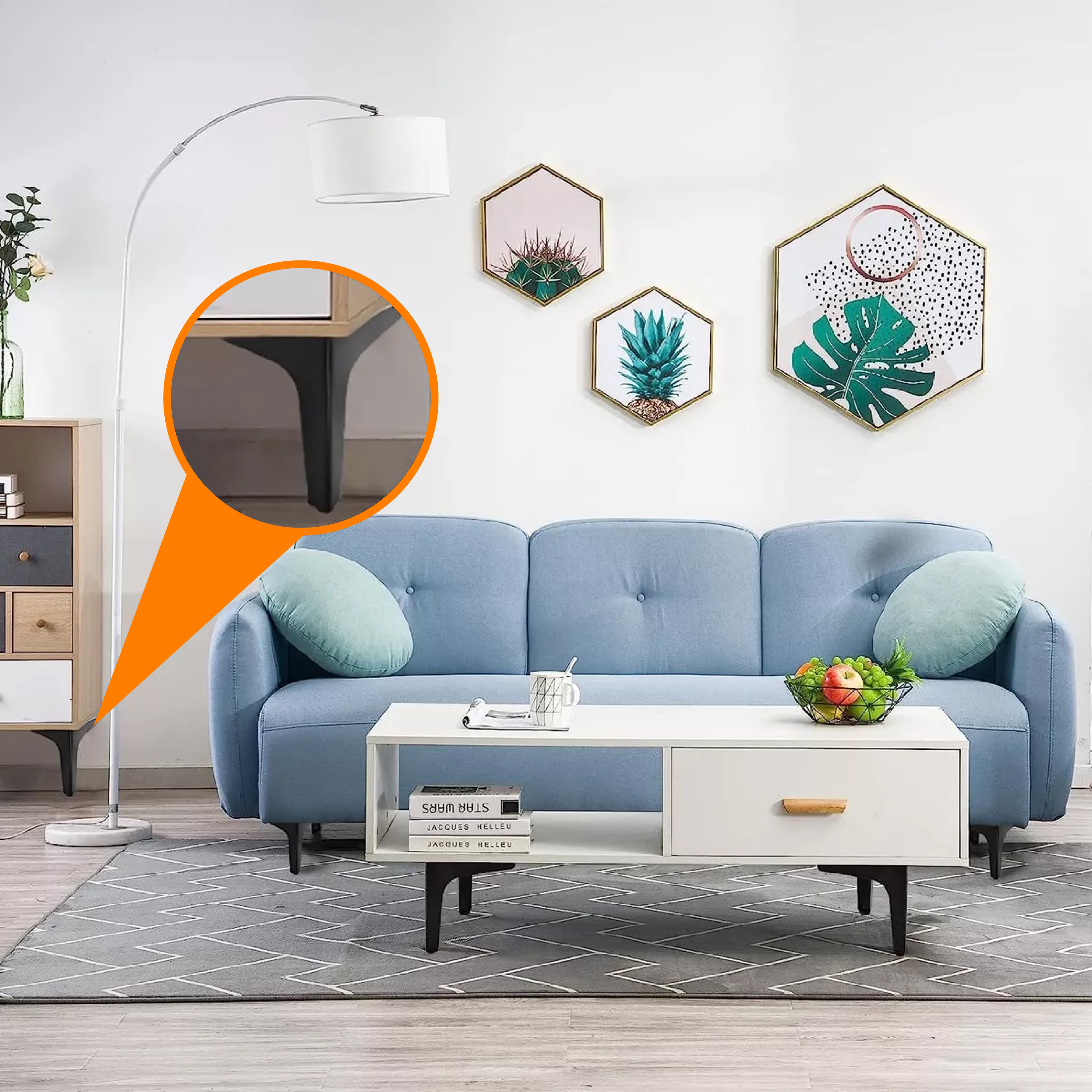Pata Para Sofá y Muebles Metálica Triangular "Slim" Negro Mate