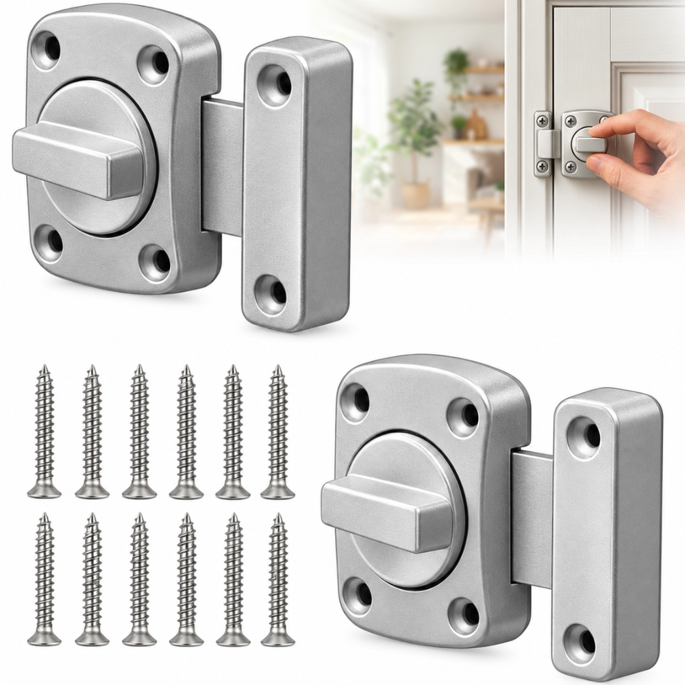 Pasador Cerrojo Giratorio De Seguridad Bidireccional 180° Níquel Con Tornillos