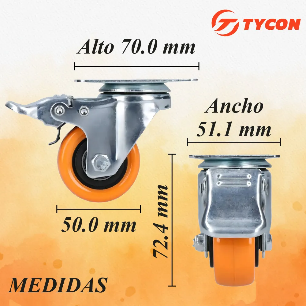 Rodaja Giratoria Rueda 50 mm Con Freno Doble Balero Galvanizada