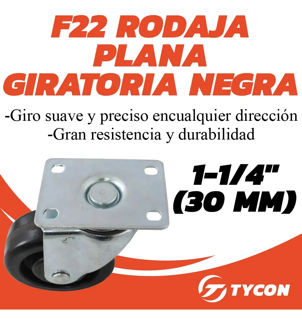 Rodaja Rueda Giratoria Hule 30 mm Con Balero y Placa 1 Pieza