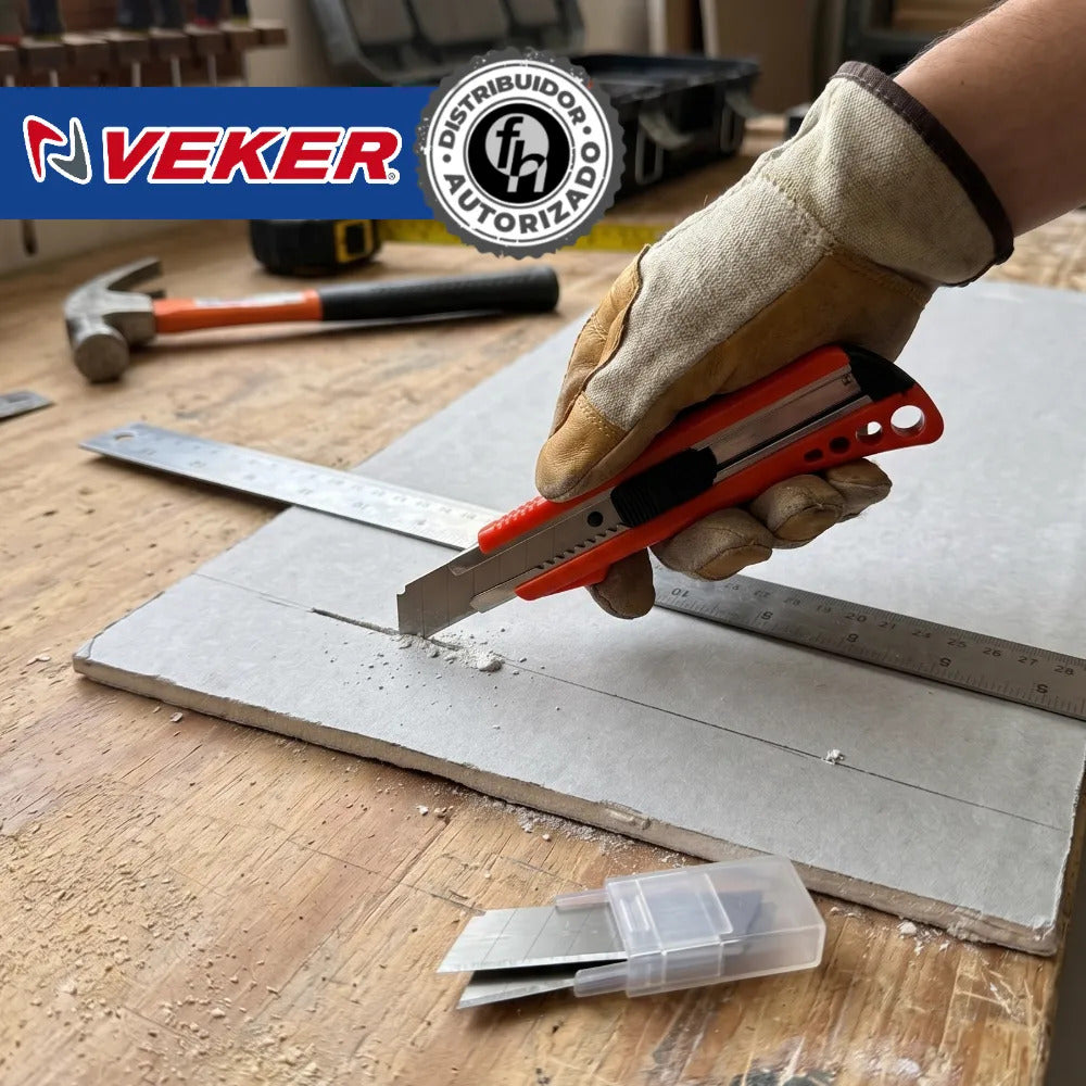 4pzs Cutter Profesional 18mm 6pulg Reforzado Uso Rudo Veker 12195