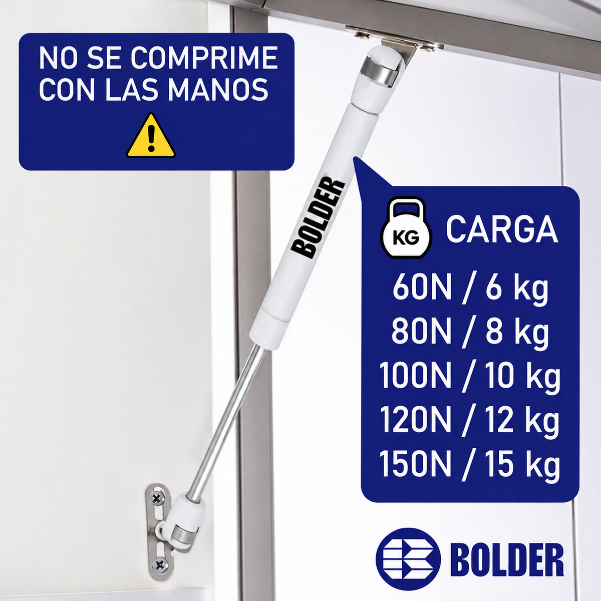 Pistón Elevable De Gas Amortiguador Para Puerta Plegable Blanco Mate