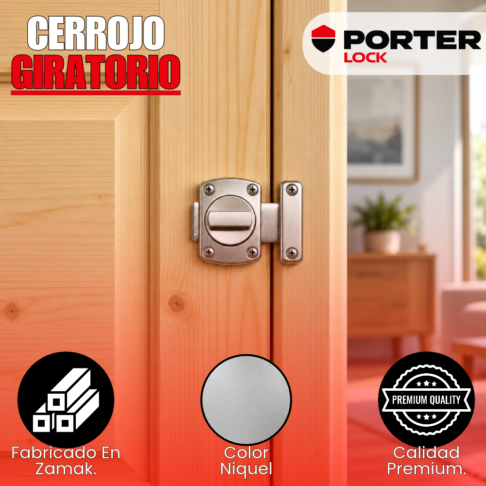 Pasador Cerrojo Giratorio De Seguridad Bidireccional 180° Níquel Con Tornillos