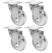 Rodaja Giratoria Transparente Sin Freno Base Metálica 4 Piezas
